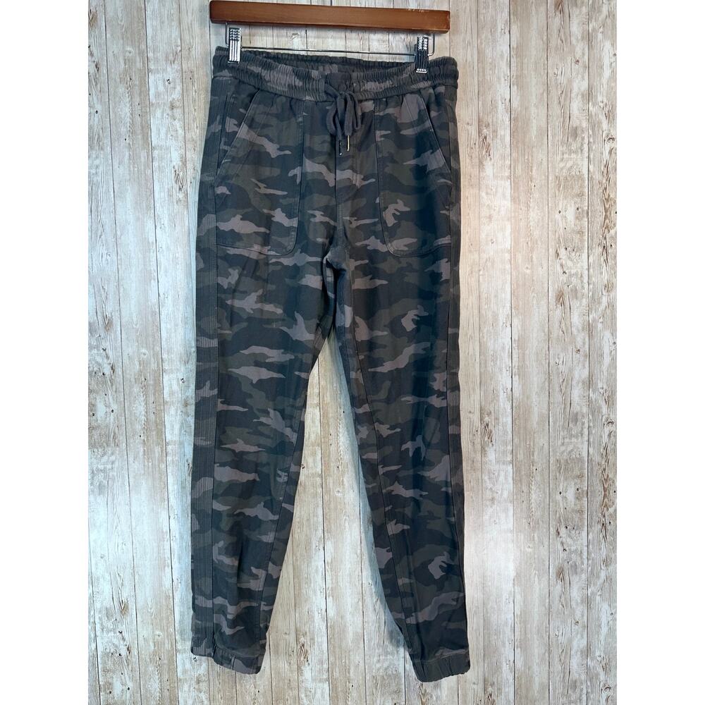 ATHLETA Farallon Jogger Pants Womens 4 Olive Green‎ Camo Cuffed Hem Pull On
